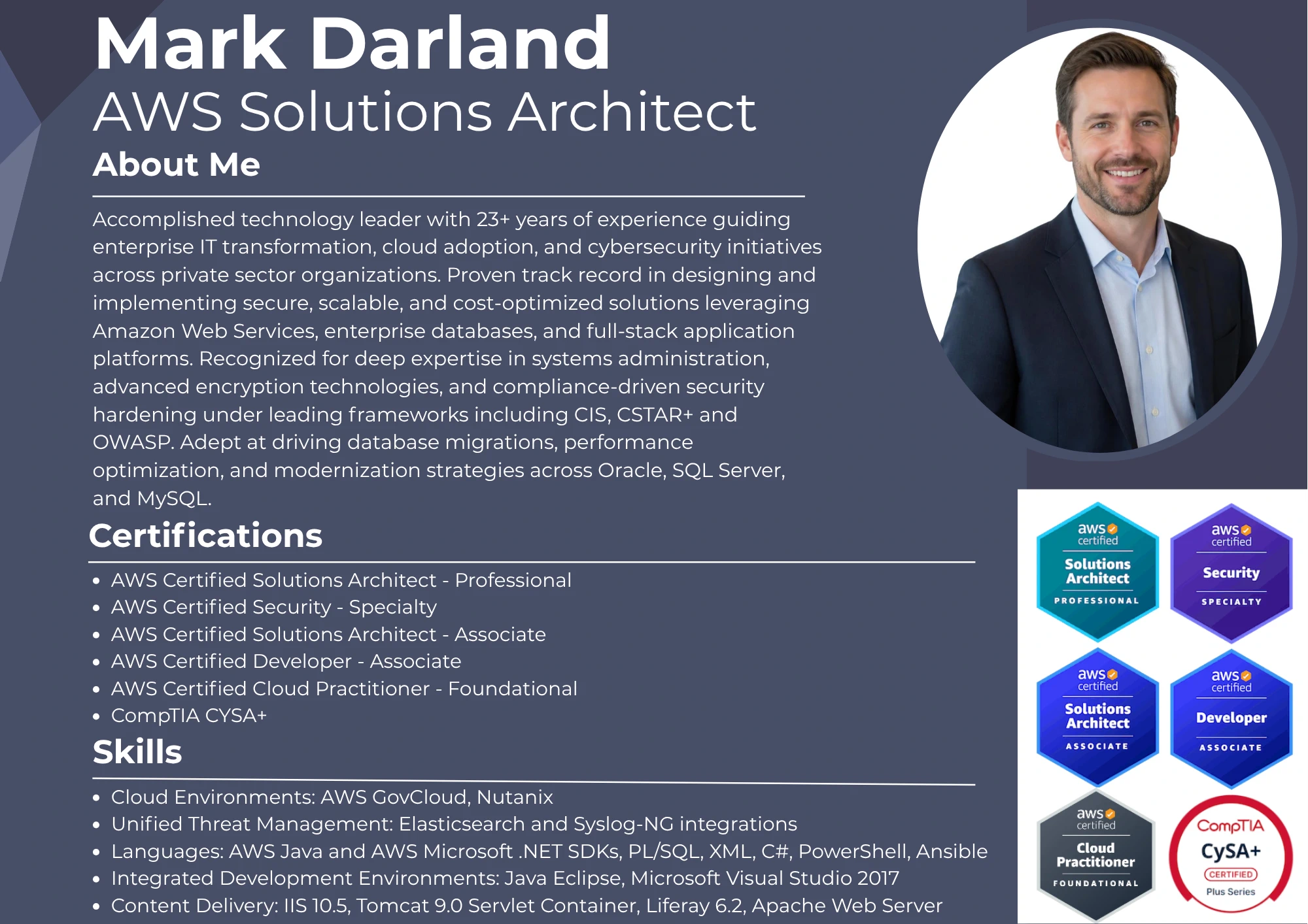 Mark Darland technical design and systems architecture expert resume